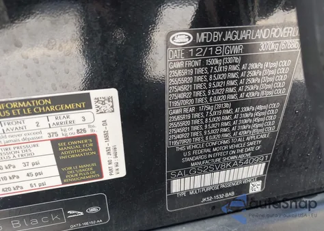 2019 Land Rover Range Rover 3.0L V6 Supercharged Hse z USA, uszkodzony, nr VIN SALGS2SV8KA540991